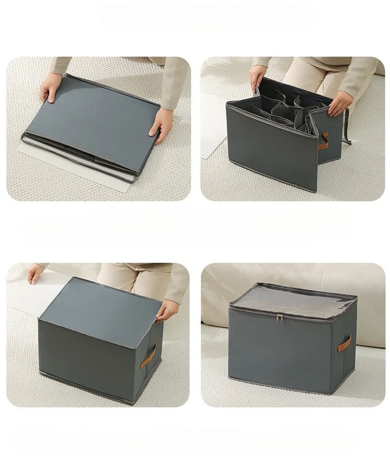 Foldable Shoe Organizer with Lid Dustproof Storage Box for Shoes Clothes Accessories Home Organization Box