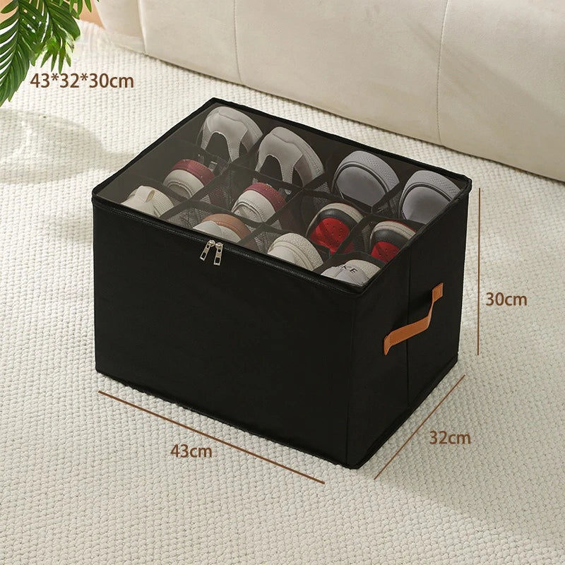 Foldable Shoe Organizer with Lid Dustproof Storage Box for Shoes Clothes Accessories Home Organization Box