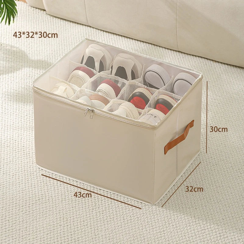 Foldable Shoe Organizer with Lid Dustproof Storage Box for Shoes Clothes Accessories Home Organization Box