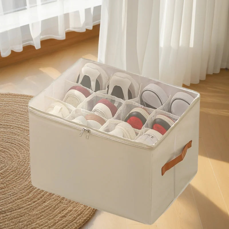 Foldable Shoe Organizer with Lid Dustproof Storage Box for Shoes Clothes Accessories Home Organization Box