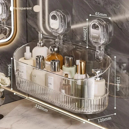 Shower Suction Cup Shelf Basket Light Glacier Pattern One Second Installation Bathroom Organizer Storage Rotating to Suck Remove