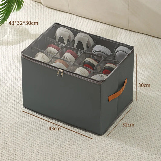 Foldable Shoe Organizer with Lid Dustproof Storage Box for Shoes Clothes Accessories Home Organization Box