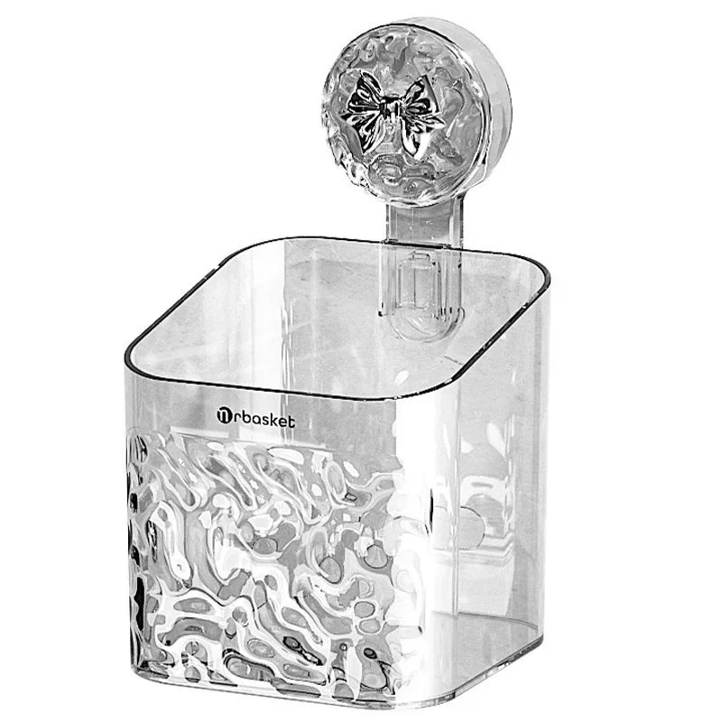 Shower Suction Cup Shelf Basket Light Glacier Pattern One Second Installation Bathroom Organizer Storage Rotating to Suck Remove