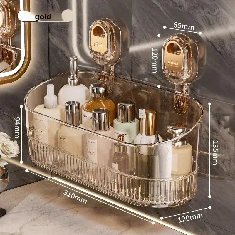 Shower Suction Cup Shelf Basket Light Glacier Pattern One Second Installation Bathroom Organizer Storage Rotating to Suck Remove